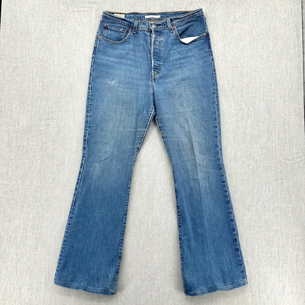 Levi's Jeans Womens 31 Blue Ribcage Boot High Rise Flare Premium Vintage Big E